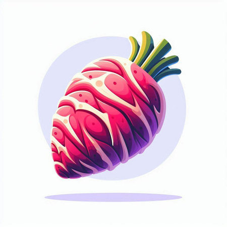 Red radish isolated on white background. Vector illustration in flat style.のイラスト素材