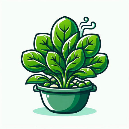 Illustration of a green plant in a pot on a white backgroundのイラスト素材