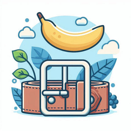 Vector illustration of a wallet with a banana on a white background.のイラスト素材