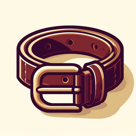 Leather belt on a white background. Vector illustration in retro style.のイラスト素材