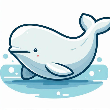 Cute cartoon white whale. Vector illustration isolated on white background.のイラスト素材