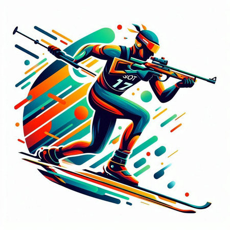 Skiing man. Colorful vector illustration for your design.のイラスト素材