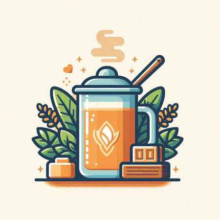 Vector illustration of a glass of tea with a cup of tea.のイラスト素材