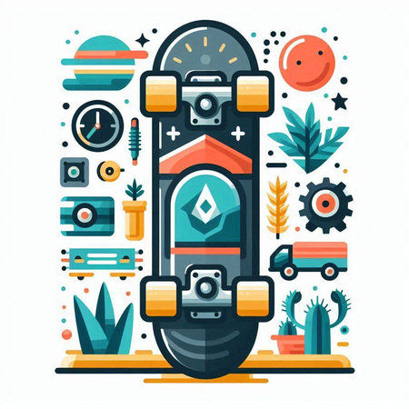 Modern flat design vector illustration concept of extreme sports, extreme lifestyle, hobby, leisure, entertainment.のイラスト素材