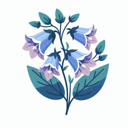 Bluebell flower bouquet isolated on white background. Vector illustration.のイラスト素材