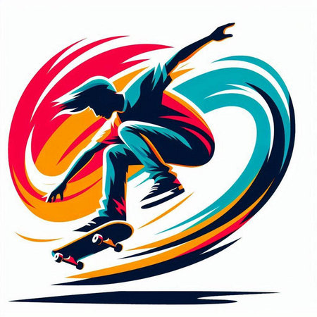 Skateboarder on a skateboard. Vector Illustration.のイラスト素材