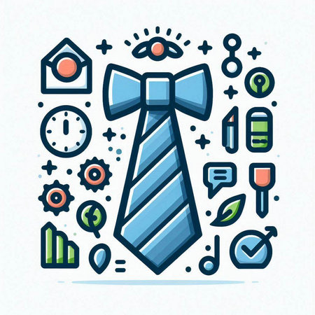 Tie and business icons in line style. Vector illustration for your designのイラスト素材