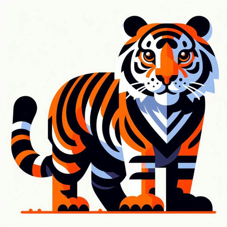 Tiger. Vector illustration of a tiger in a striped suit.のイラスト素材