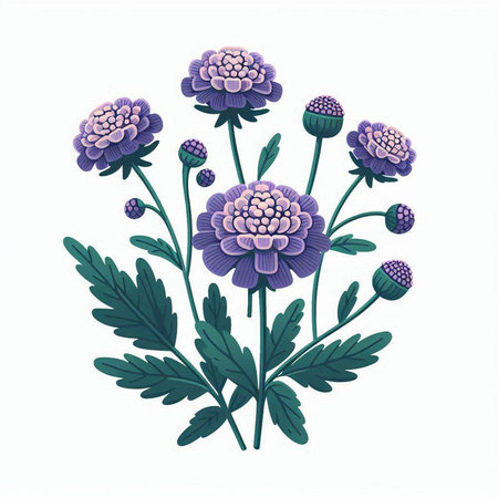 purple chrysanthemum flowers on white background vector illustrationのイラスト素材
