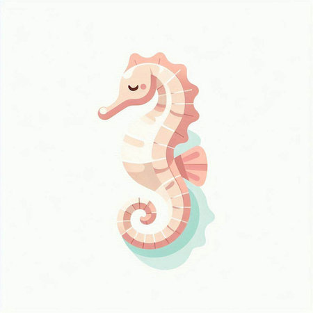 Sea horse. Vector illustration of a sea horse on a white background.のイラスト素材
