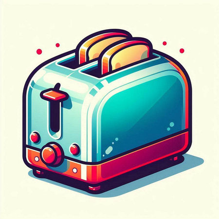 Illustration of a toaster in cartoon style. Vector illustration.のイラスト素材
