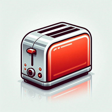 Illustration of a toaster on a white background with reflection.のイラスト素材
