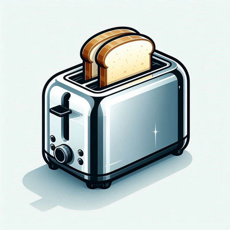 Toaster with bread on white background. Vector illustration. Eps 10.のイラスト素材