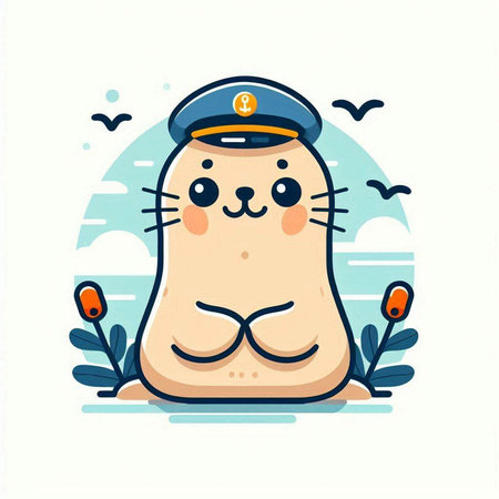 Cute sea animal character. Vector flat cartoon character illustration icon design.のイラスト素材