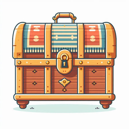 Wooden chest vector illustration. Cartoon chest isolated on white background.のイラスト素材