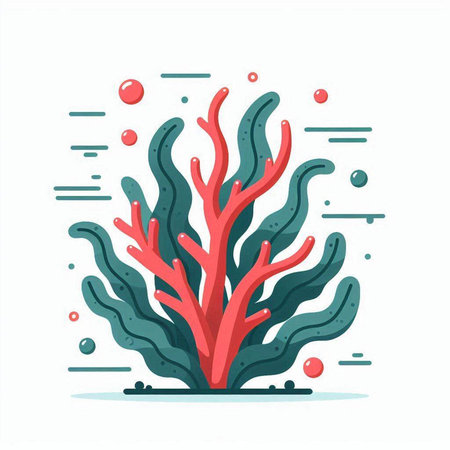 Colorful vector illustration of seaweed. Underwater life concept.のイラスト素材