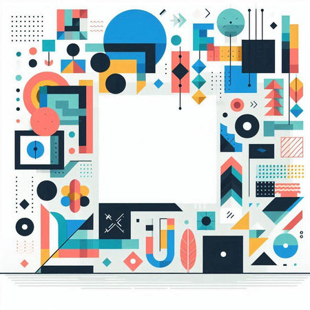 Abstract geometric background with memphis elements. Retro style. Vector illustration.のイラスト素材