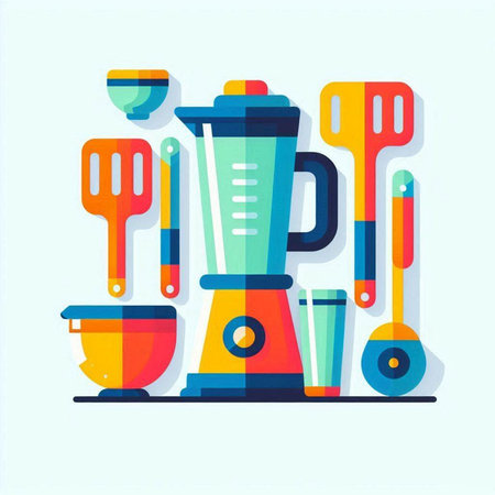 Kitchen utensils and equipment. Flat style vector illustration.のイラスト素材