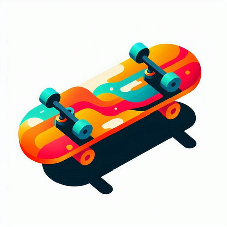 Skateboard on a white background. Isometric view. Vector illustration.のイラスト素材