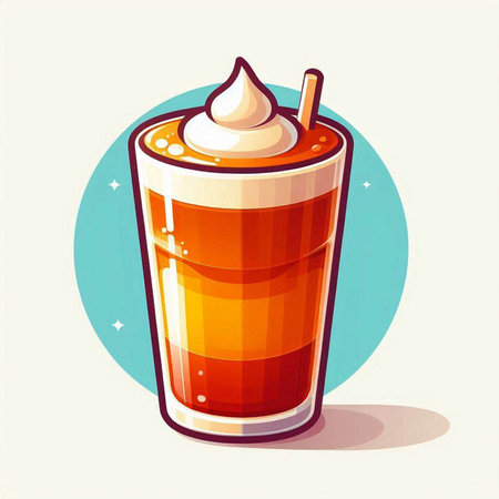 Illustration of a glass of iced coffee with whipped cream.のイラスト素材