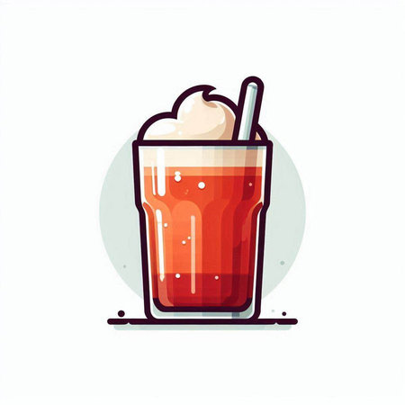 Cocktail with whipped cream in a glass. Vector illustration.のイラスト素材