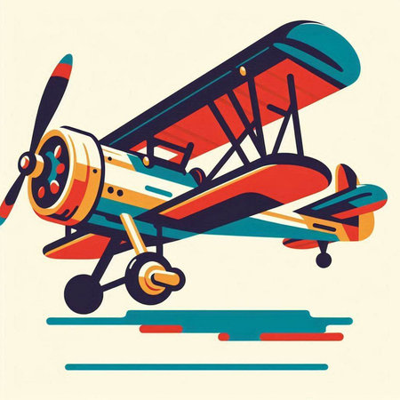 Retro biplane vector illustration in retro style, vintage design.のイラスト素材