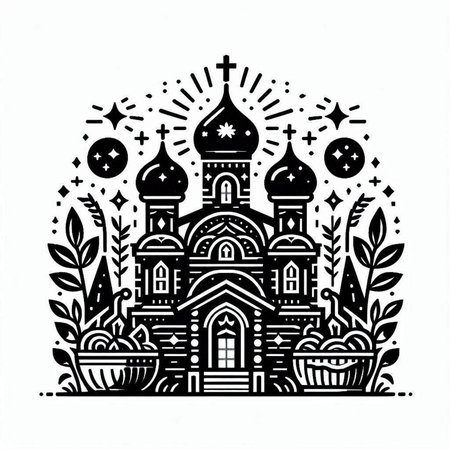 Orthodox church. Christian symbols. Illustration in vector format.のイラスト素材