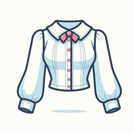 Illustration of a blouse with a bow on a white backgroundのイラスト素材