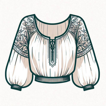Vintage blouse with ornament. Vector illustration in retro style.のイラスト素材