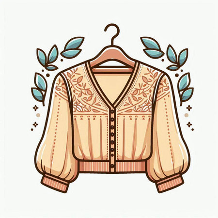 Vintage women's sweater on a hanger. Vector illustration.のイラスト素材