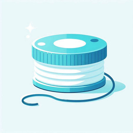 Illustration of a fishing reel on a light blue background - vectorのイラスト素材
