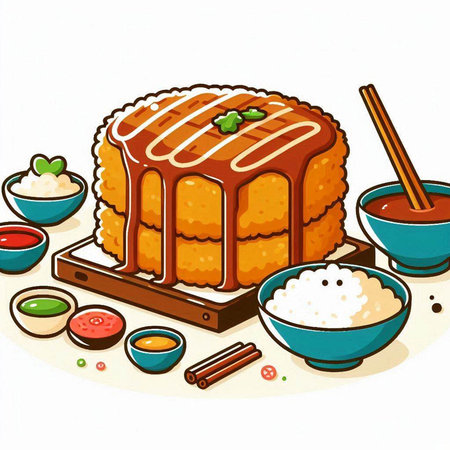 Illustration of a Japanese Dessert with Rice and Sesame Seedsのイラスト素材
