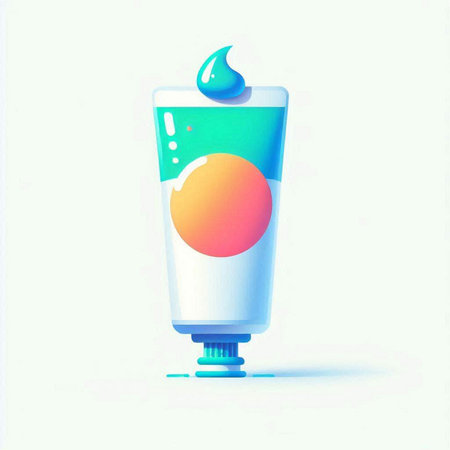 Illustration of a cream tube with an orange on a white backgroundのイラスト素材