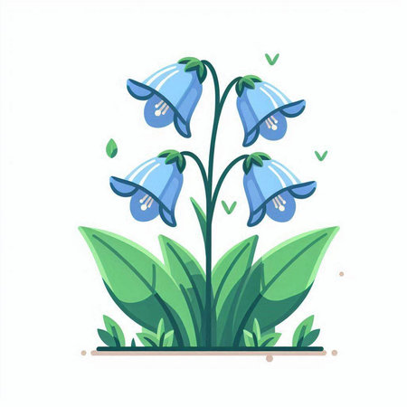 Blue bellflower isolated on white background. Hand drawn vector illustration.のイラスト素材