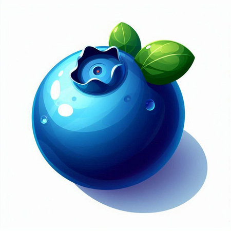 Blueberry with leaves on a white background. Vector illustration. Eps 10のイラスト素材