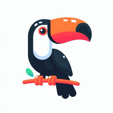 Cute cartoon toucan isolated on white background. Vector illustration.のイラスト素材