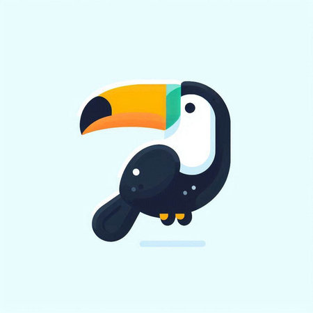 Toucan bird cartoon character. Vector illustration in flat style.のイラスト素材