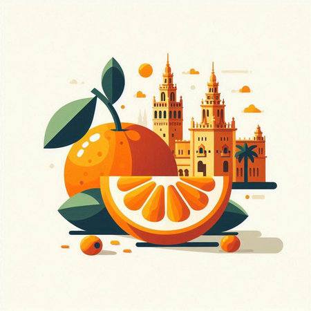 Famous landmarks of Spain. Colorful vector illustration in flat styleのイラスト素材