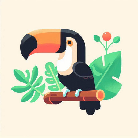 Tropical bird toucan. Vector illustration in flat style.のイラスト素材