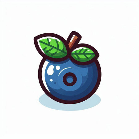 Blueberry fruit icon. Vector illustration isolated on white background. Cartoon style.のイラスト素材