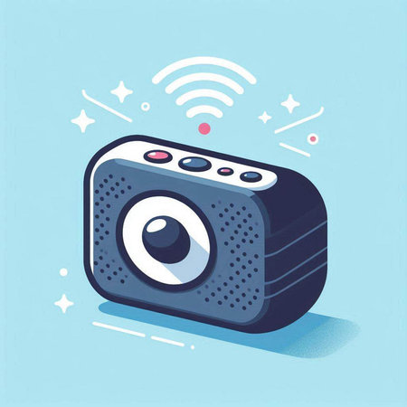 Vector illustration of a modern digital radio in flat design style. EPS10のイラスト素材