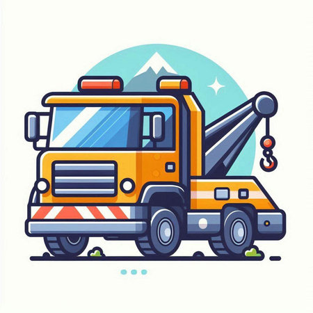 Vector illustration of a tow truck. Flat style. Isolated on white background.のイラスト素材