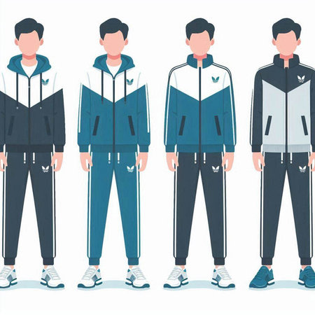 Men in sportswear. Vector illustration in flat cartoon style.のイラスト素材