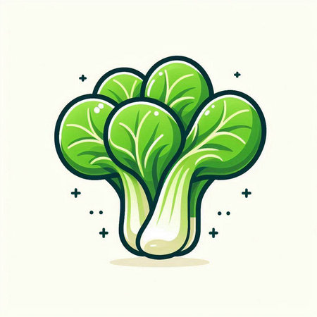 Vegetable icon. Vector illustration of fresh green chinese cabbage.のイラスト素材