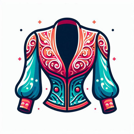 Illustration of hand drawn indian blouse. Vector illustration.のイラスト素材