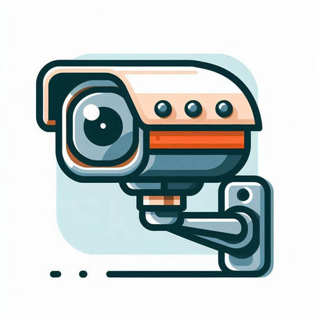 CCTV security camera icon. Security camera. Vector illustration in flat styleのイラスト素材