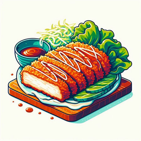 Illustration of a japanese sushi roll with wasabi sauceのイラスト素材
