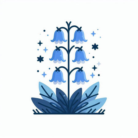 Bluebell flower. Hand drawn vector illustration isolated on white background.のイラスト素材