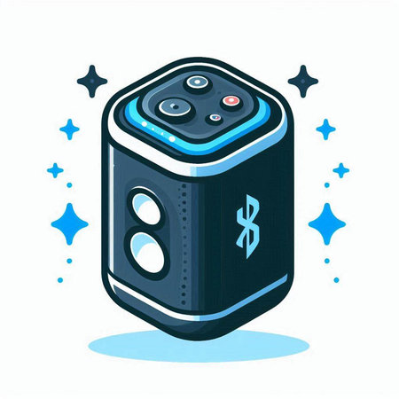 Vector illustration of a cartoon portable radio player on a white background.のイラスト素材