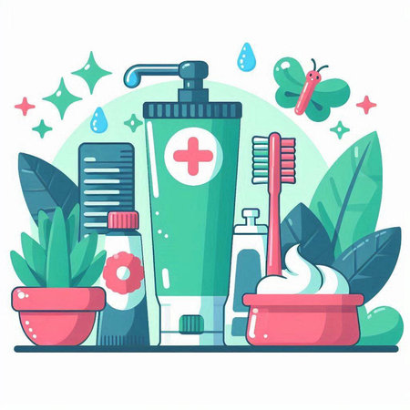 Hygiene and health care. Vector illustration in flat cartoon style.のイラスト素材